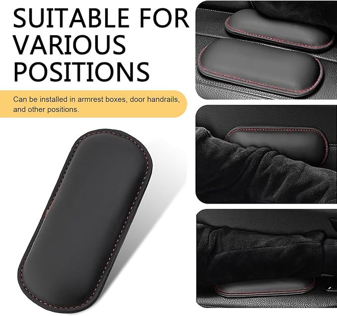 WZP 2PCS Car Door Armrest Pads, Soft Leather+Memory Foam Car Knee Pads, Arm Rest Elbow Cushion with One-Piece Molding, Universal Car Interior Accessories for Arm Support Protect (Black)