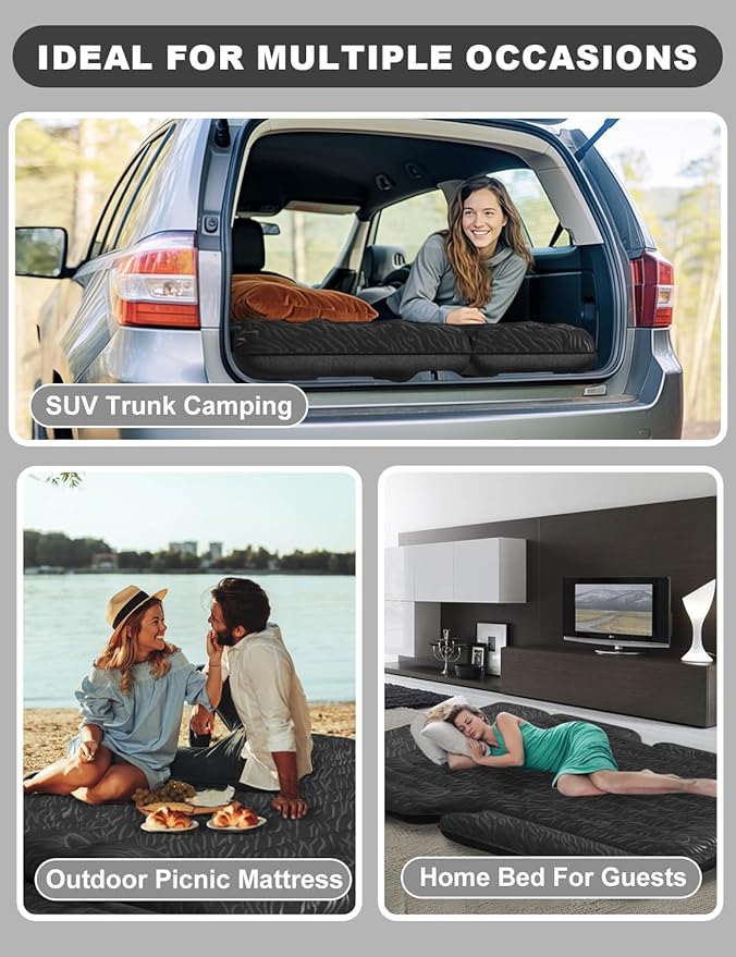 Umbrauto SUV Air Mattress for Car Camping, Leakproof & Quick Inflation Sleeping Airbed with Electric Pump, Fits Most Compact, Mid-Size & Full-Size SUV Trunks for Road Trip Travel