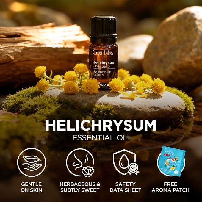 100% Pure Helichrysum Essential Oil - 0.17 Fl Oz - Helichrysum Oil for Hair, Skin, Diffuser, Aromatherapy & DIY Candle Making Scent