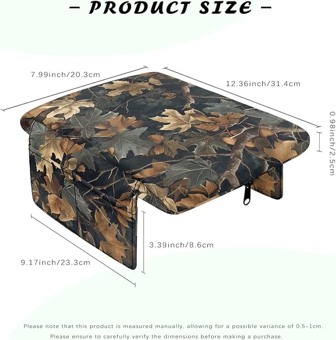 Dreaweet Hunting Forest Camo Center Console Cover Thick Car Armrest Cushion with Storage Bag Soft Comfortable Arm Rest for Car Center Console Universal Fit SUV Truck Sedan
