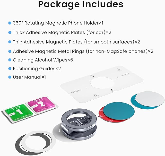 Itramax Dual Magnetic Ring Phone Holder,360° Rotating Adjustable Mag/Safe iPhone Stand,Double Magnet Zinc Alloy Car Phone Mount for iPhone 17 Air 16 15 14 13 Pro Max,Galaxy S25 S24 S23,Gym,Golf Cart
