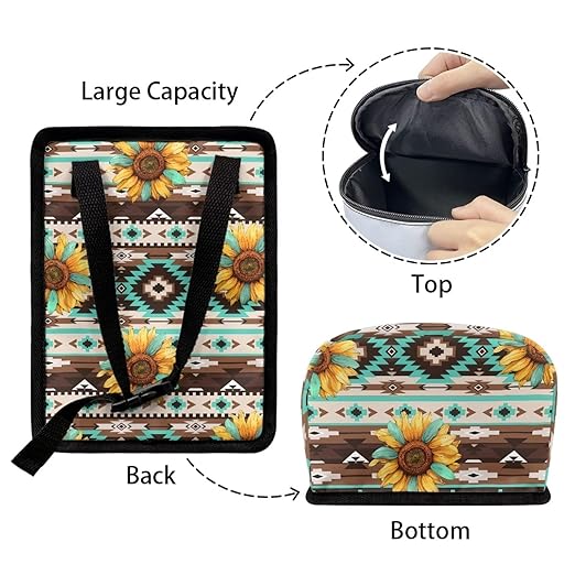 Aztec Sunflower Car Trash Can Auto Garbage Bag Car Trash Can with Lid Leak-Proof Car Storage Bag Garbage Bag Hanging for Headrest Portable Car Backseat Organizer