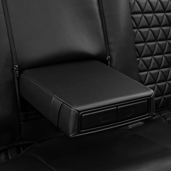CAR PASS Bling Back Seat Cover, Waterproof Leather Bench Rear Seat Cover Shining Diamond Truck Glitter Crystal Sparkly Rhinestone Universal Fit Armrest Automotive Kid Women Girl, Black Diamond