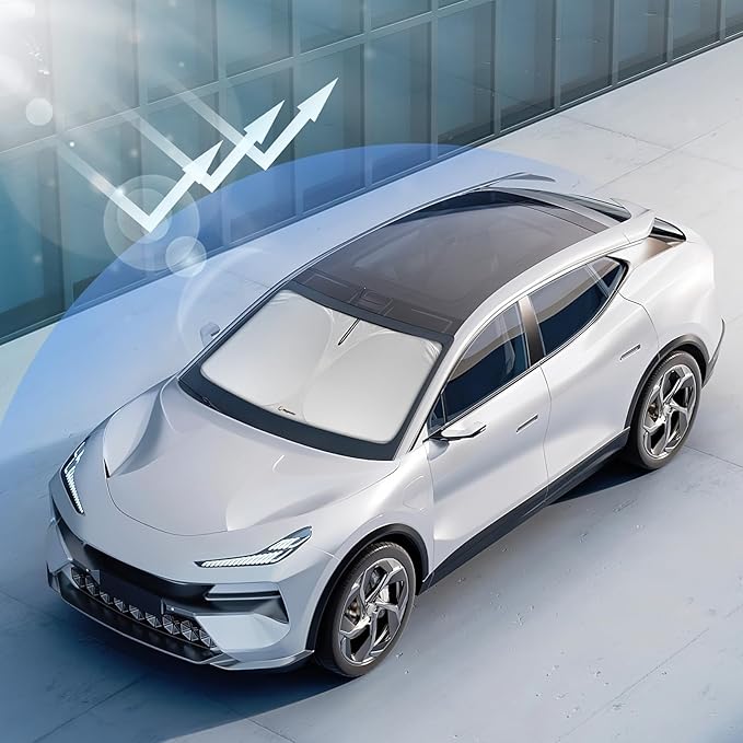 Windshield Sunshade for Subaru Forester 2019-2023, 2024, 2025, 2026 - Innovative No-Light-Pass Technology, Mirror Cut-Out, Blocks 99% UV Rays, Fade-Resistant, Easy-Fold Forester Windshield Sun Shade
