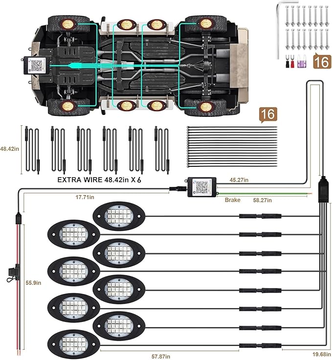 8 Pods RGB LED Rock Lights, Underglow Multicolor Neon Light Kit Wheel Well Light with APP Control & Music Mode, Under Glow Lights for Trucks,Jeep,SUV,Golf Cart,ATV,Pickup Off Road,12 V
