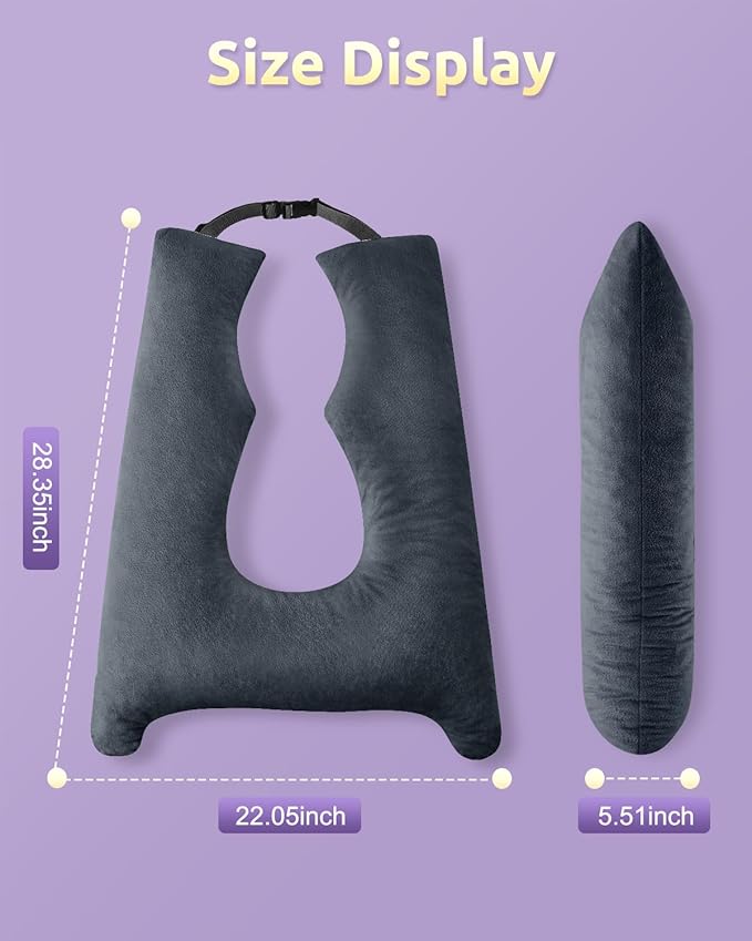 Car Pillow for Kids Travel Pillow with Adjustable Strap,Children Neck Pillow for Car Headrest to Support Head and Body Road Trip Essentials (Grey)