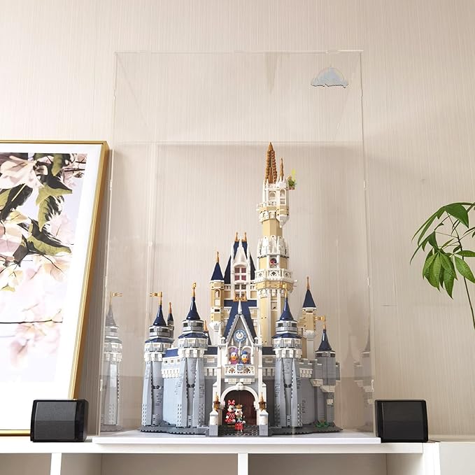 Choowin 31 inch Tall Acrylic Display Case for Lego Disney Castle 71040 Display Thickened Clear Acrylic Display Cases for Collectibles Figures Doll Assemble Dustproof Display Box(Black Base)