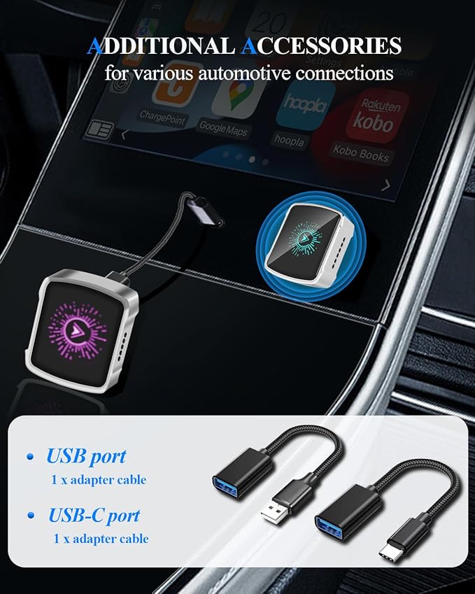 2-in-1 Wireless CarPlay & Android Auto Adapter,2026 Upgrade Auto Adapter Instant Wired to Wireless Conversion, Plug & Play, Mini & Stable with USB-C/Type-C, Compatible with iOS 10+ & Android 11+