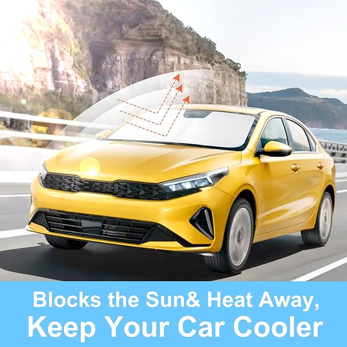 Windshield Sun Shade Custom Fit for 2019-2023 2024 2025 Kia Forte Accessories Foldable Sunshade Sun Blocker Protect Car from Sun Rays & Heat Damage Keep Car Cooler