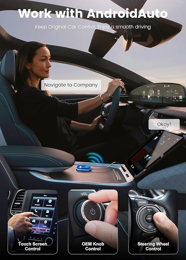 2 in 1 Carplay Wireless Adapter, Converts Wired to Wireless Carplay Adapter for iPhone/Android Auto Wireless Adapter, Near-Zero Latency, Plug and Play for Cars from 2017,Compatible iOS 10+/Android 11+