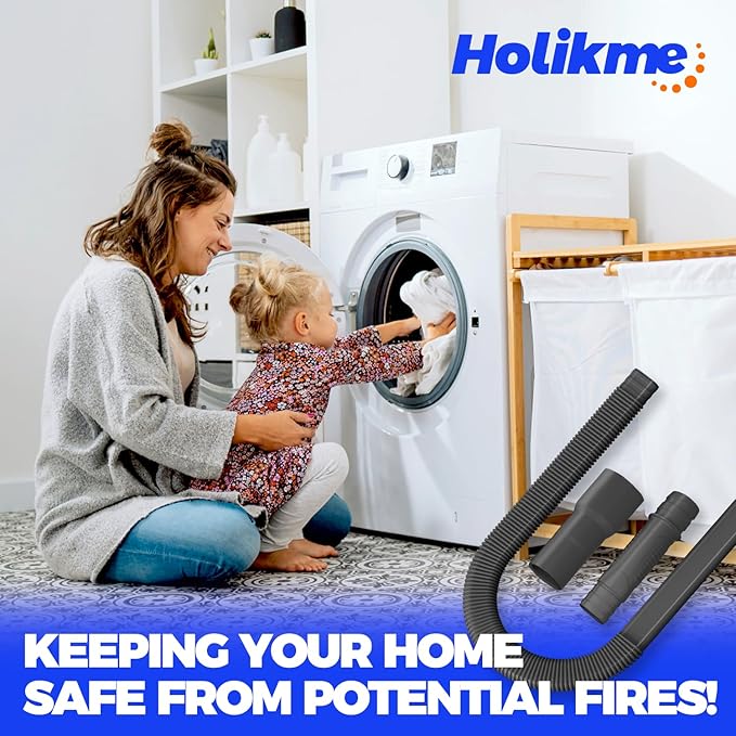 Holikme Dryer Vent Cleaner Kit Vacuum Hose Attachment Brush,Black