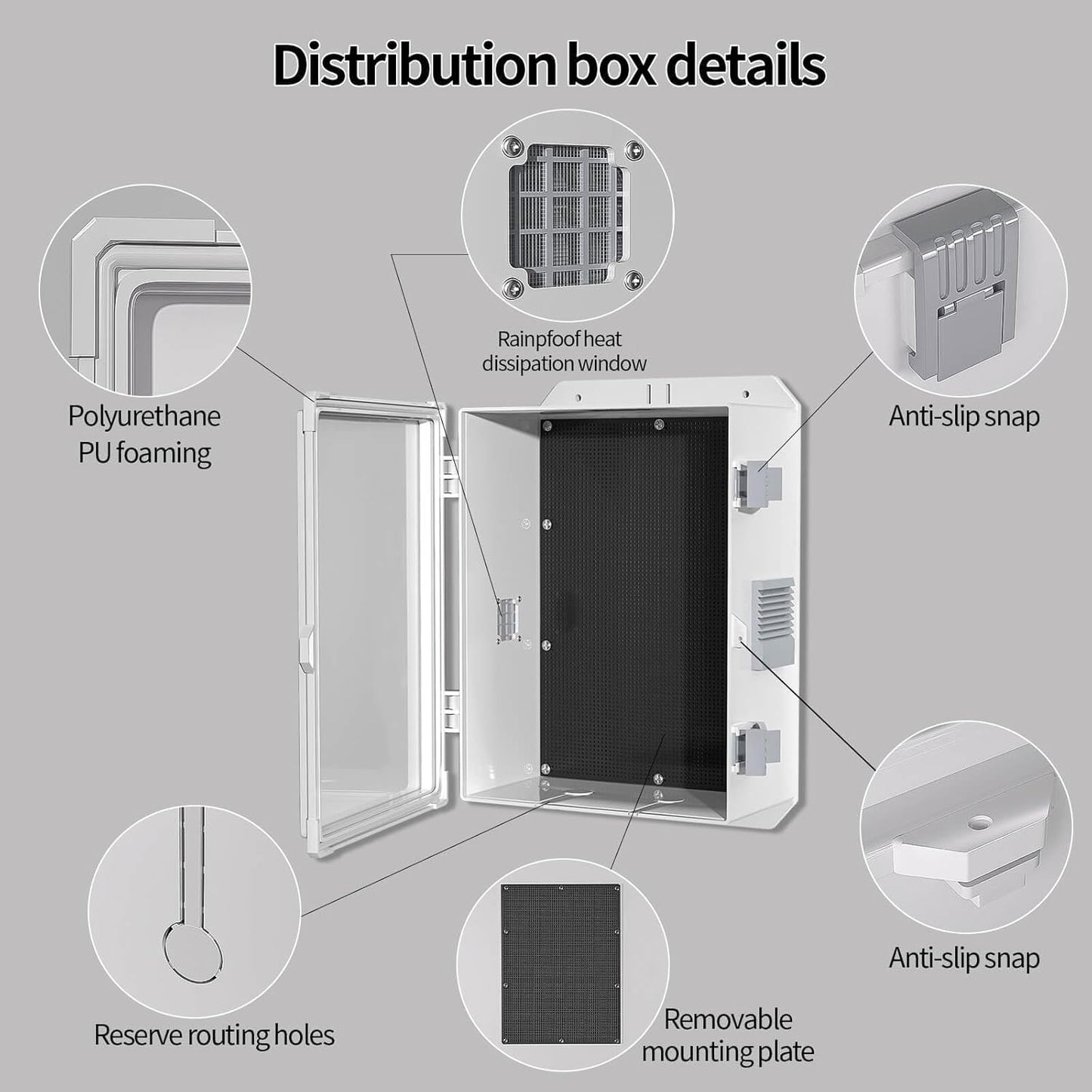 Outdoor Electrical Junction Box, ABS Water Resistant Enclosure with Internal Mounting Panel & Hinged Cover (13" H* 9.2" L* 5.6" W)