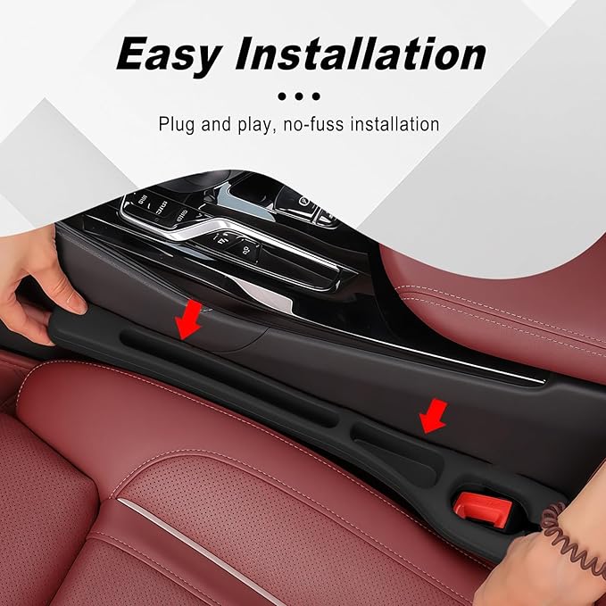 Car Seat Gap Filler, 2 PCS Car Seat Gap Filler Organizer with Storage Slot, Anti-Drop Side Console Storage Pocket, Universal for Auto SUV Truck Interior Accessories, Black