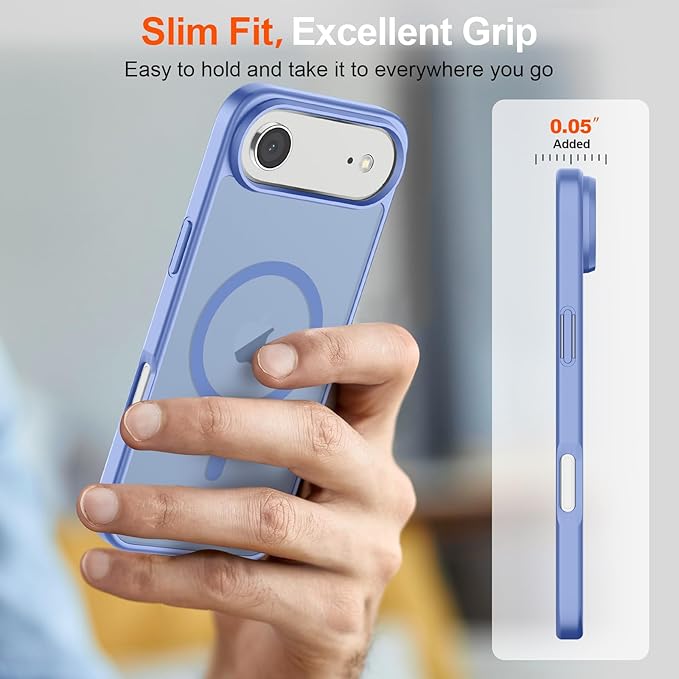 SUPFINE Magnetic for iPhone Air Case (Compatible with MagSafe)(Military Grade Drop Protection) Slim Translucent Matte Shockproof with Anti-Fingerprint Phone Cover for 17 Air,Blue Purple