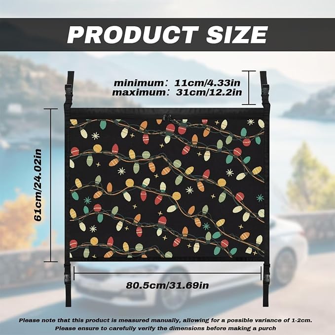 Generic Christmas Bulb Car Ceiling Cargo Net Pocket, 31.69"x24.02"Mesh Nine SUV Roof Organizer Long Trip Storage Bag Interior Accessories Christmas Decor Gifts