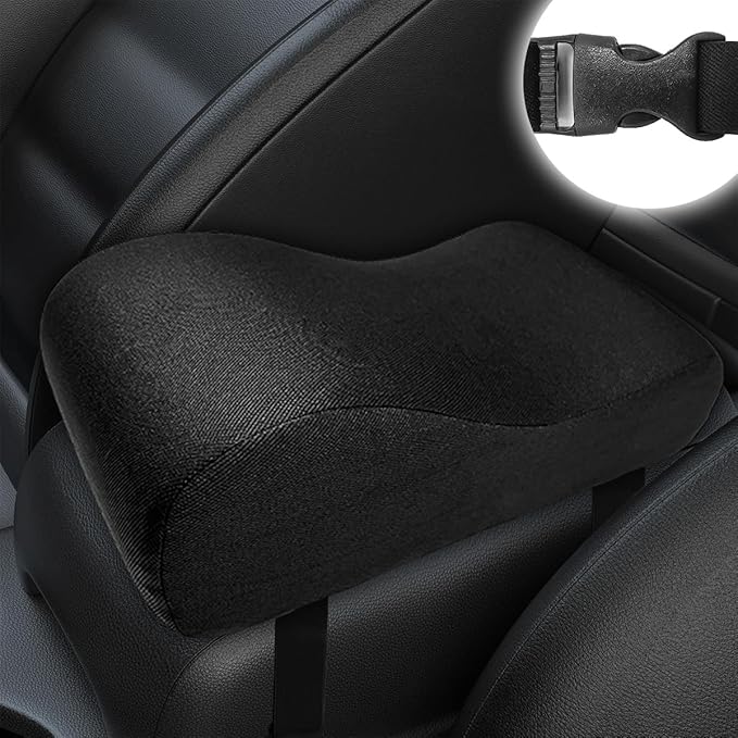 Car Armrest Cushion, 12.2"×6.3"×3.9" Memory Foam Center Console Armrest Pad, Comfortable Armrest Console Pillow Protector for Most Vehicles, Universal Car Accessories (Black)