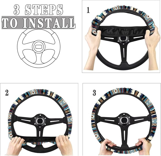 SEANATIVE Baja Stripes Car Steering Wheel Cover Universal Car Accessory for Diverse Cars Neoprene Dust Cover for Steering Wheel