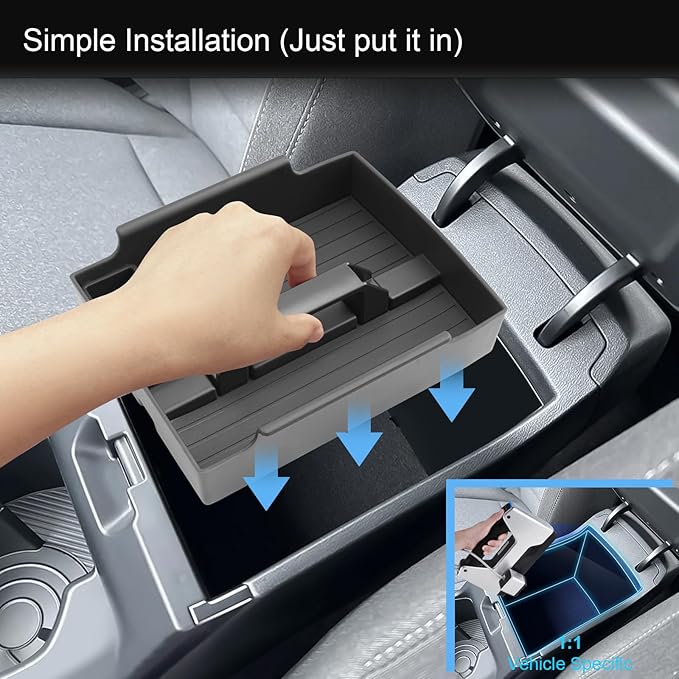 for 2025 2026 Kia K4 Center Console Organizer for Kia K4 (LX/LXS/EX/GT-Line/GT-Line Turbo), with Small Handle+Coin Holder, Durable ABS Plastic&Anti-Slip Console Tray 2026 2025 K4 Accessories