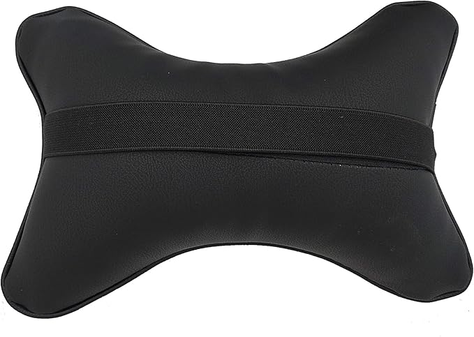 Car Neck Pillows Both Side Pu Leather 2pieces Pack Headrest Gogodog Fit for Most Cars Filled Fiber Universal Car Pillow (Black Blue)