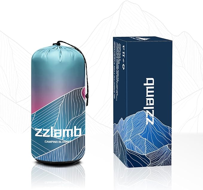 zzlamb Camping Blanket for Cold Weather,Outdoor Puffy Blanket Portable Down Alternative,Windproof Warm Cloak with Snaps,Cozy Quilt Backpacking Picnic RV Travel Plane Car Hammock Beach Climbing
