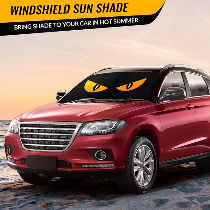 Car Windshield Sun Shade - Reflector Sunshade Offers Ultimate Protection for Car Interior, Cool Reflective Sun Blocker Fits Small Sedans, Mini SUVs