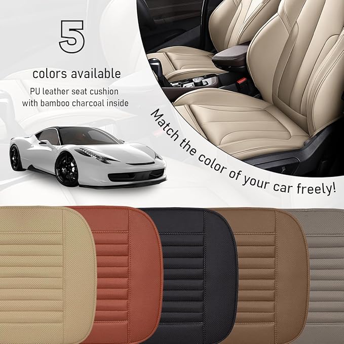 Car Front Bottom Seat Cover, PU Leather Full Wrap Bottom Seat Cushion with Storage Bag, Front Car Bottom Seat Pad Fits for 95% Vehicle, Universal Interior Car Accessories (Black)