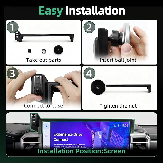 Phone Holder for for Toyota Tundra (2022-2025 2026, 14 Inch) / Toyota Sequoia (2023-26), MagSafe Car Mount Charger,Magnetic Holder,15W Wireless Charging,360° & Hands Free,3rd Gen Tundra Car Gadgets