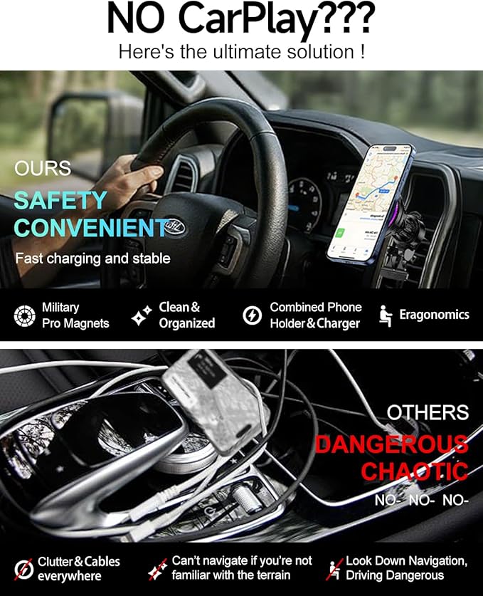 Upgraded TEC and Fan Phone Cooling Magnetic Wireless Car Charger, for MagSafe Car Charger Mount, RGB, Air Vent 15W Fast Charging Car Phone Holder for iPhone 17 16 15 14 13 12 Pro Max Air, for Samsung