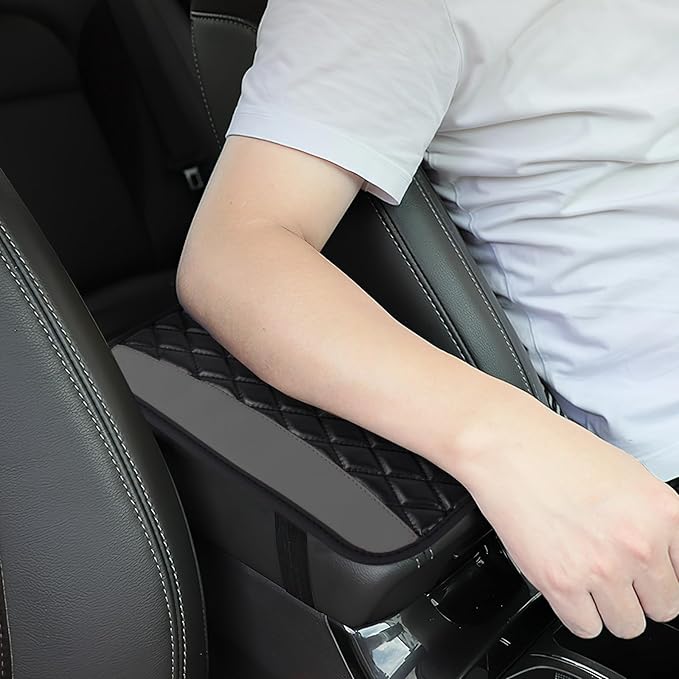 Car Center Console Cushion Pad, 12.72"×7.52" Leather Waterproof Auto Armrest Seat Box Protector, Car Center Console Cover, Universal Interior Decor Car Accessories for SUV Truck (Gray)