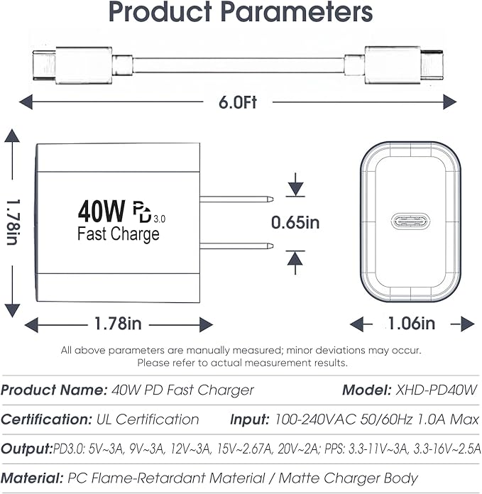 iPhone 17 16 15 Charger Fast Charging Type C Chargers 40W USB C Charger Block iPhone 17 16 15 Air Pro Max Chargers with 6FT Cable for iPhone 17/17 Plus/17 Pro Max/16 Plus/16 Pro Max/15 Max/iPad Pro