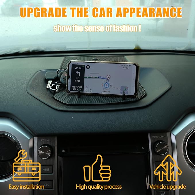 LLKUANG Black ABS Car Center Console Dash Table Storage Tray Fit for Toyota Tundra 2014-2021 Instrument Organizer Phone Holder Cradle Accessories (Without Mobile Phone Holder)