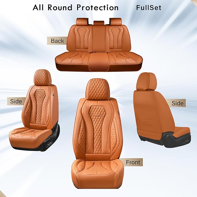 Coverado Car Seat Covers Full Set, Brown Seat Covers, Automotive Car Seat Cover, Car Seat Covers Front Seats Back Seat Covers, Car Seat Protector Universal Fit Most Cars