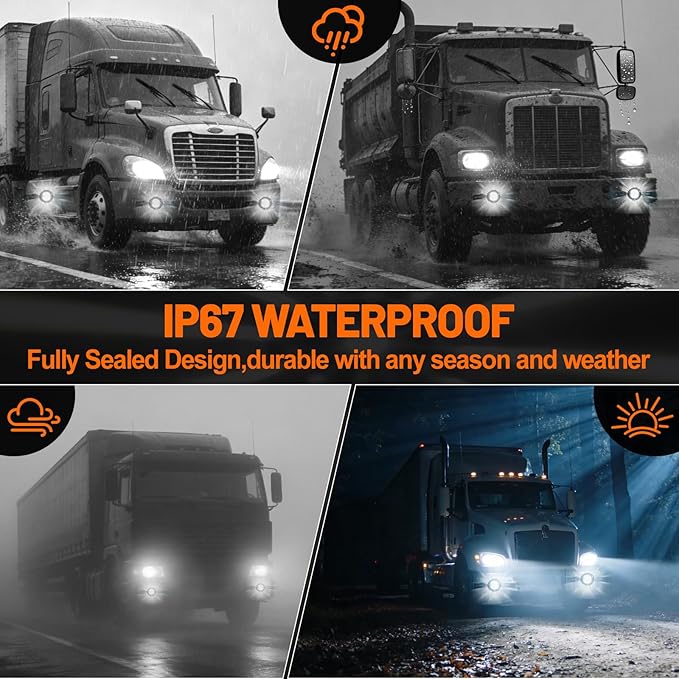 Dual Function 4Pcs White Watermelon Lights Strobe+Constant LED Side Marker Clearance Turn Signal Top Cap Roof Underglow Tail Trailer Lights for Semi Truck,Bus,Van,Camper,Golf cart