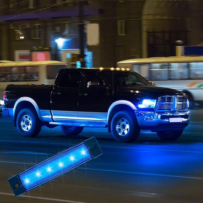 Treela 20 Pcs Car Rock Strip Lights Underglow Wheel Well Lighting Kits Exterior Waterproof LED Truck Lights for Golf Cart ATV RV Offroad UTV Snowmobile, Blue and White