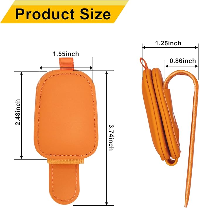 Yuoyar Sunglass Holder for Car, Magnetic Leather Sunglasses Holder and Ticket Card Clip, Car Visor Accessories, 2 Packs (Orange)