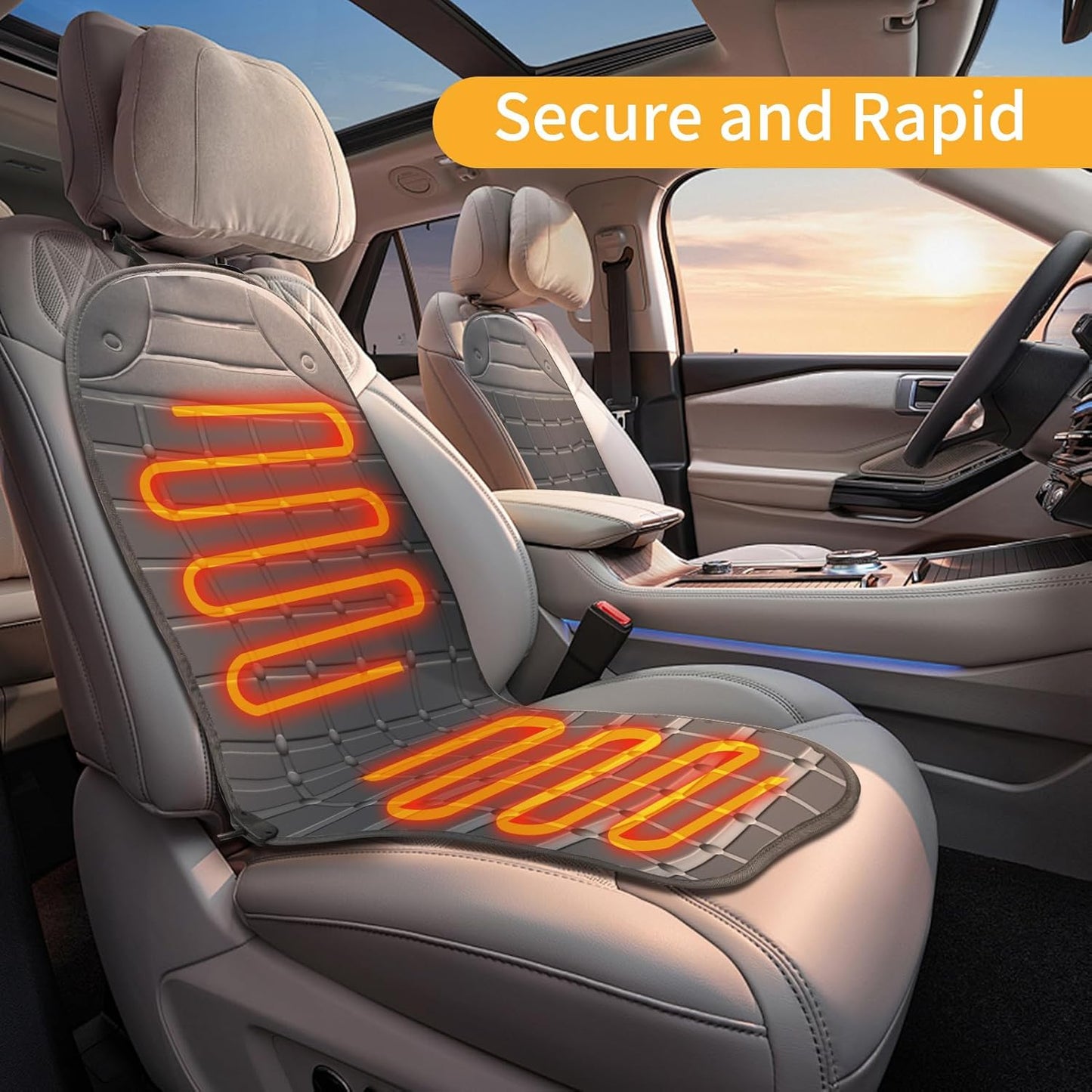 2 Pack Winter Seat Cushion - Portable Comfortable Fiber Seat Cover with Adjustable Buckle for Full Back and Seat (Black)