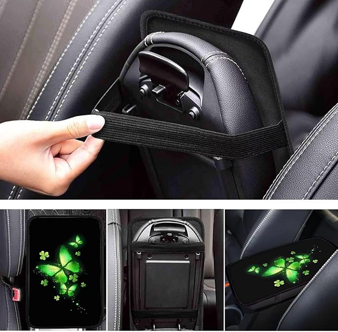 Butterfly Auto Center Console Armrest Covers, Armrest Cover Pad Universal Fit Vehicle, SUV, Truck Car Accessories Interior St. Patrick's Day Decor