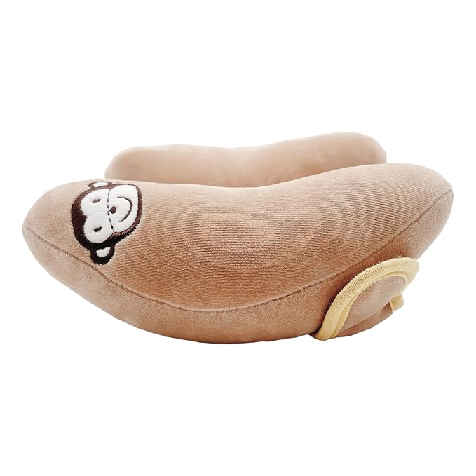Baby Travel Pillow for Infant Car Seat, Adjustable Infant Head Neck Support, Portable Stroller Headrest Pillow for Toddler, Banana Baby Travel Headrest Pillow for Pushchair, Swings, Brown