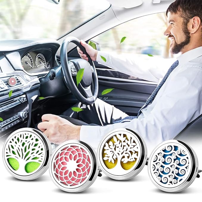 4PCS Car Vent Clip Diffuser Set with Felt Pads – Reusable Alloy Air Freshener Holder for Car, Office & Home, Gift for Women & Men, Christmas, Valentine's Day, Birthday