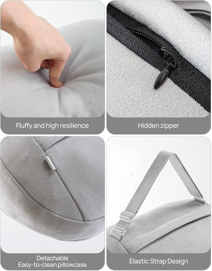 TPARTS Headrest Neck Pillow for Tesla Model 3/Y/X/S, Soft Faux Suede Fabric Car Neck Support Pillow Cushion for Traveling (Filled with Dupont Sorona Fiber)-Set of 2 Gray