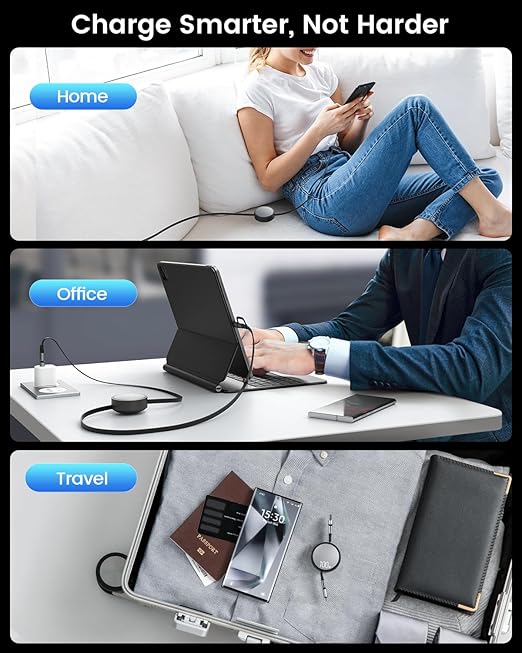 CAFELE 4-in-1 100W Retractable USB C Charging Cable with USB C/A to L/Type C 5A Fast Charging, Multi Charger Cord for Multiple Devices, Phone 17/16/15/14, Galaxy S24/S23, MBook, Pad (3.6ft)