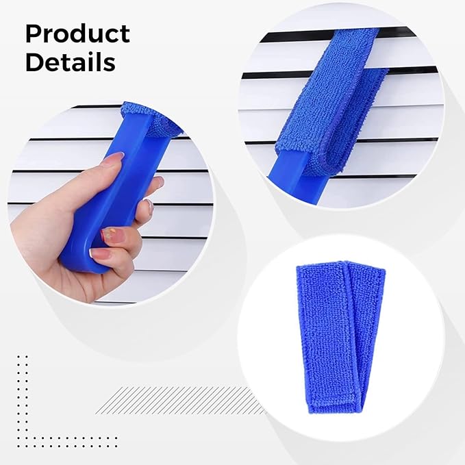 Microfiber Window Blinds & Car Vent Cleaner Set, 8 Brushes with Extra Washable Covers, 4.7-Inch Long, Multi-Color Tool for Cleaning