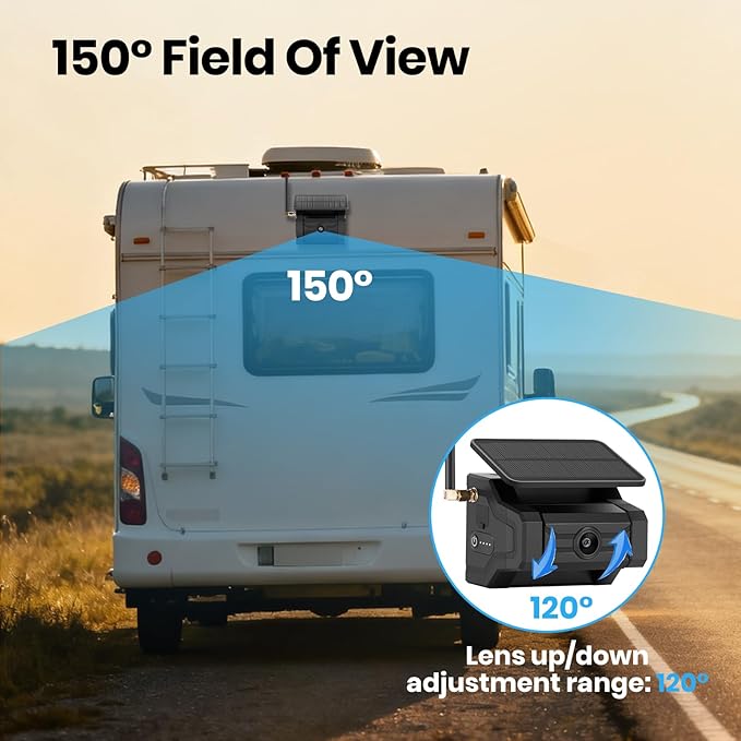 Magnetic Solar Wireless Backup Camera for Trailer: No Wiring Quick Install 7" HD 2-Split Monitor Rechargeable Battery IP68 Rearview Camera System for RV Truck Camper Horse Trailer Camera