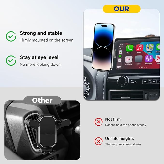 Car Phone Holder Custom for 2021-2024 Armada & 2022-2024 QX80 12.3-inch Screen Auto Interior Accessories Decoration Mobile Cell Phone Mount Bracket with Hands-Free & 360°Rotation