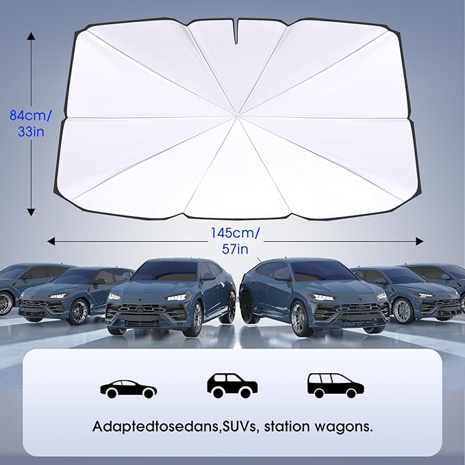 helloleiboo ๐๐๐5 ๐ผ๐ท๐ฎ๐น๐จ๐ซ๐ฌ Foldable Car Windshield Sun Shade Umbrella,360ยฐ Rotating Sunshade for Car Windshield Front Window Reflective Heat Automotive Interior Sun Protection for Cars Trucks