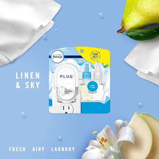 Febreze PLUG, Linen & Sky, Starter Kit & (2) .87 fl. oz. Refills