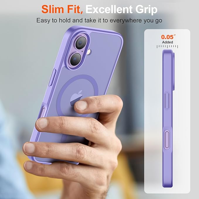 SUPFINE Magnetic for iPhone 17 Case (Compatible with MagSafe)(Military Grade Drop Protection) Translucent Matte Shockproof with Anti-Fingerprint Phone Cover 2025,Purple