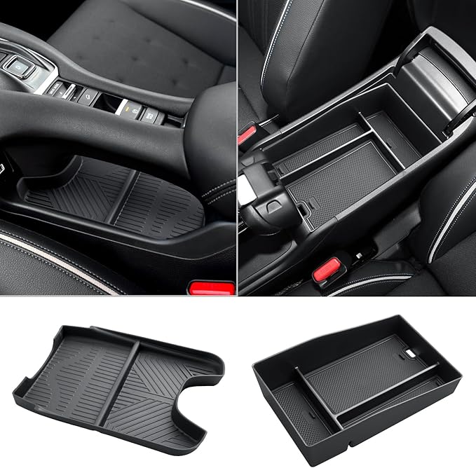 CDEFG 2PCS for 2023 2024 2025 2026 2027 HR-V Center Console Organizer Tray for 2023-2026 2027 Honda HRV HR-V Accessories Lower Console Tray Storage Box Floor Tray Sunglasses Holder