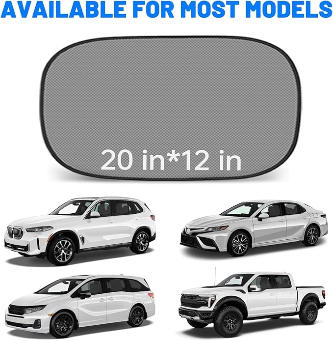 4 PCS Universal Car Window Shades for Baby, 20"x12" Static Cling Mesh Car Shades for Side Windows, Easy Fold UV & Sun Protection Window Covers for Family Travel