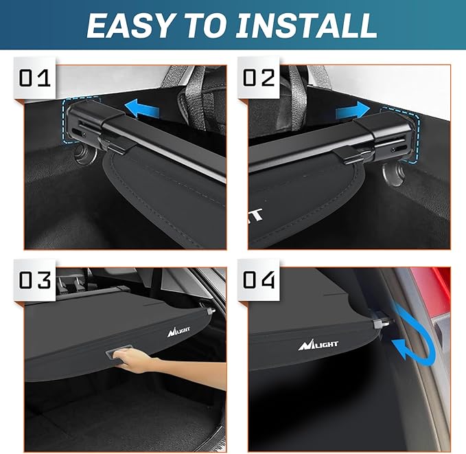 Nilight Trunk Cargo Cover for Toyota Venza 2021 2022 2023 2024, Retractable Security Shade Rear Cargo Cover, with Trunk Storage Net
